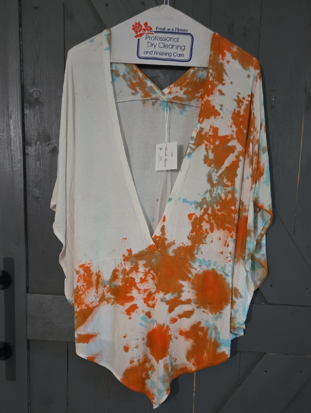 Colorful Tie-Dye V-Neck Kimono Top